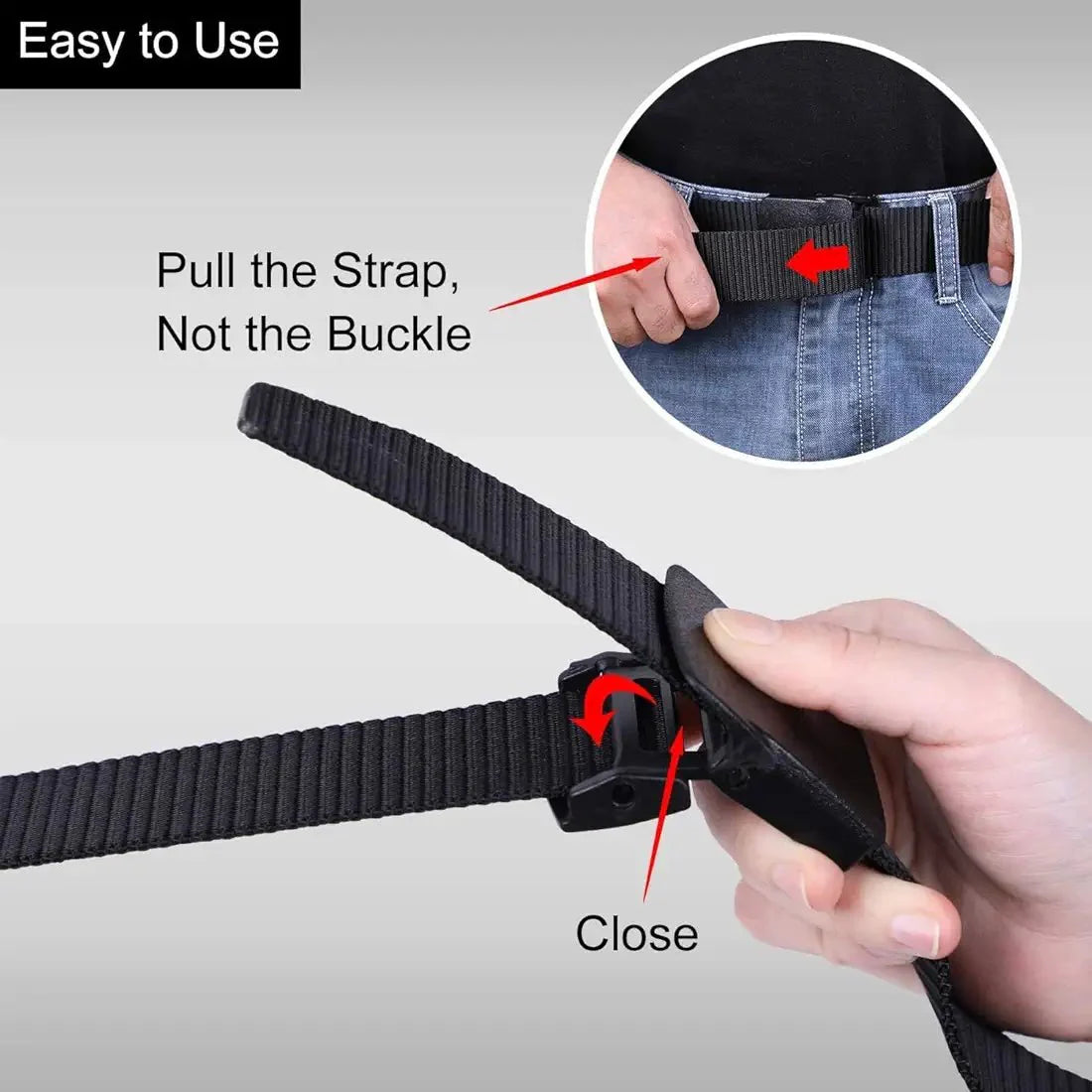 Men's Tactical Nylon Belt with Plastic Buckle – Lightweight, Adjustable & Durable for Jeans, Cargo, Outdoor Use - HUSHAHIDE