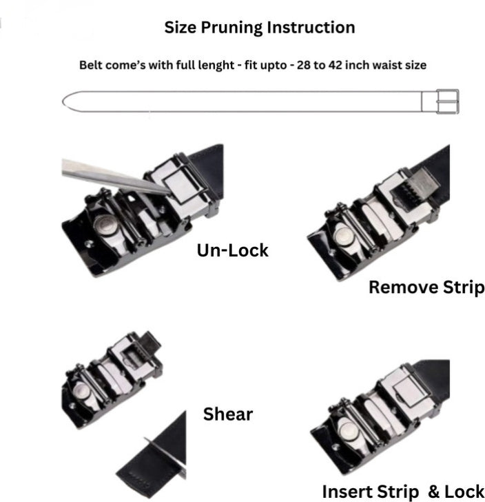 HUSHAHIDE Men's PU Leather Belt with Stylish Autolock Adjustable Buckle – Black, 48 Inches