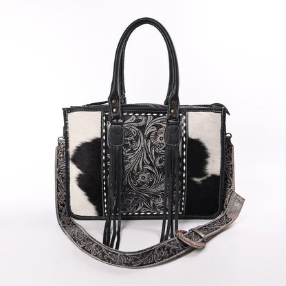 HushaHide Genuine Leather Western Handbag for Women – Hand Tooled Design, Large Size - HUSHAHIDE