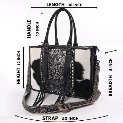 HushaHide Genuine Leather Western Handbag for Women – Hand Tooled Design, Large Size - HUSHAHIDE