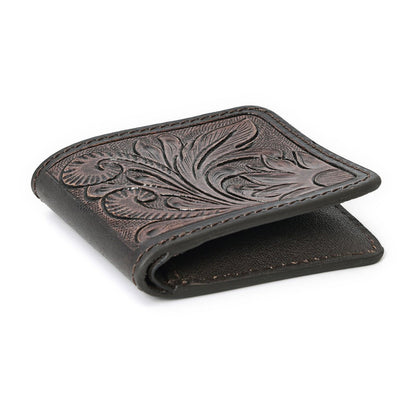 HushaHide Handcrafted Genuine Leather Wallet for Men – Tooled Design, Bifold, Vintage Finish - HUSHAHIDE