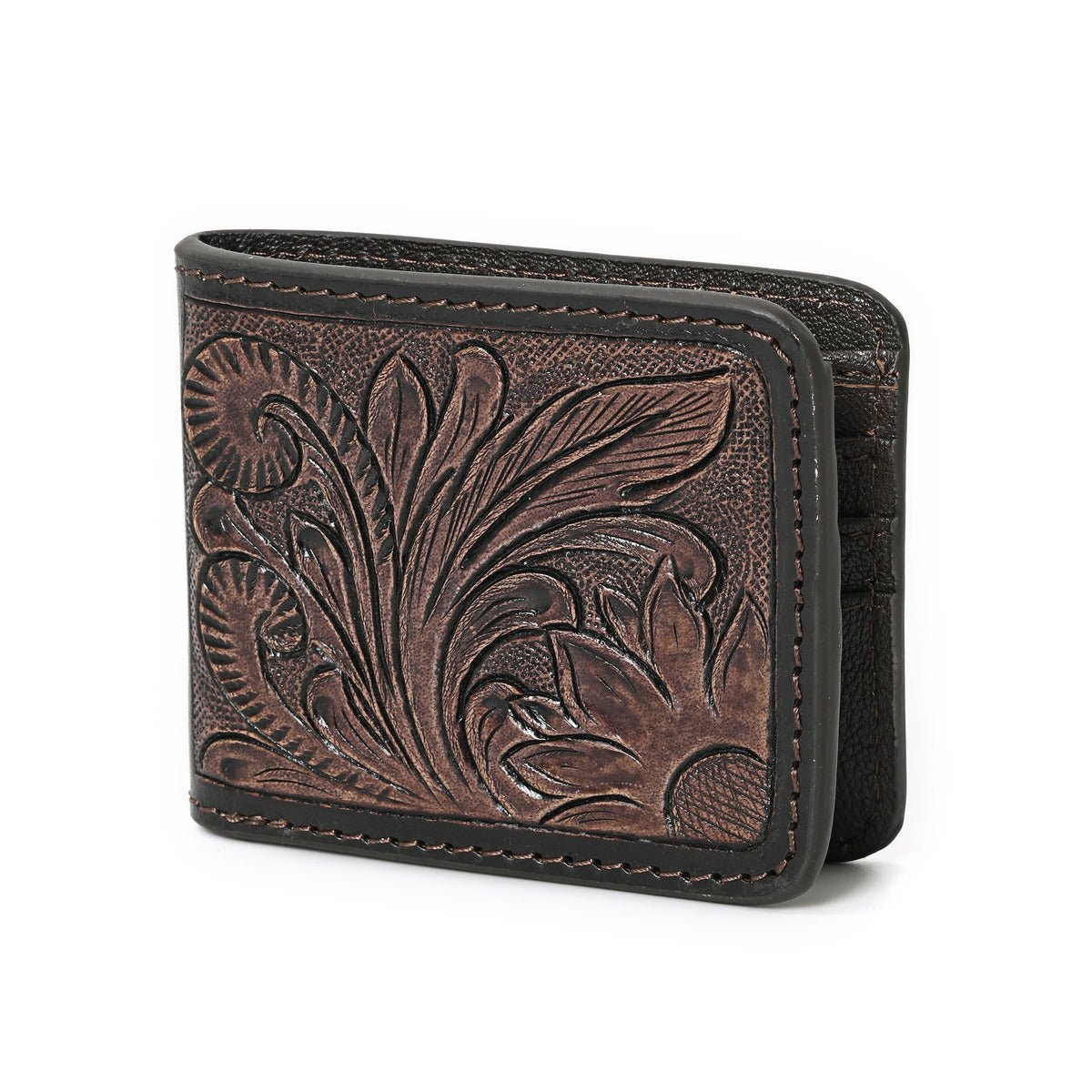 HushaHide Handcrafted Genuine Leather Wallet for Men – Tooled Design, Bifold, Vintage Finish - HUSHAHIDE