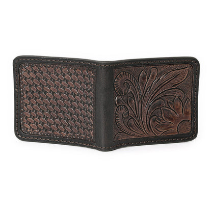 HushaHide Handcrafted Genuine Leather Wallet for Men – Tooled Design, Bifold, Vintage Finish - HUSHAHIDE