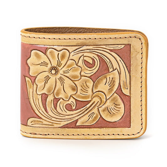 HushaHide Handcrafted Genuine Leather Wallet for Men Tooled Design, Bifold, western - HUSHAHIDE