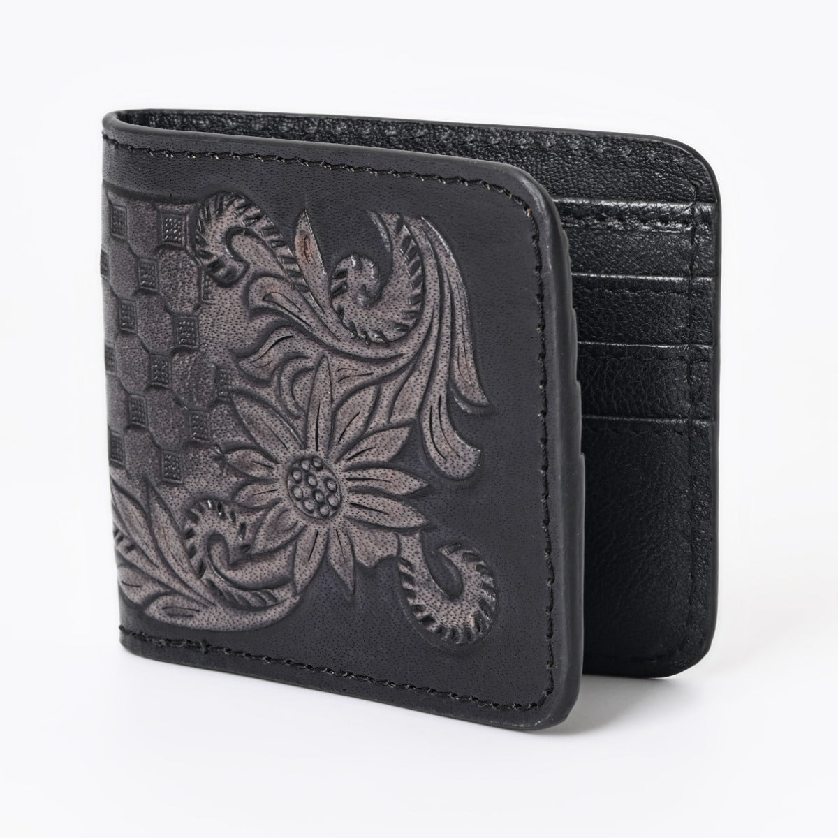HushaHide™ Handcrafted Genuine Leather Wallet for Men – Vintage Tooled Design, Bifold Style, Premium Finish - HUSHAHIDE