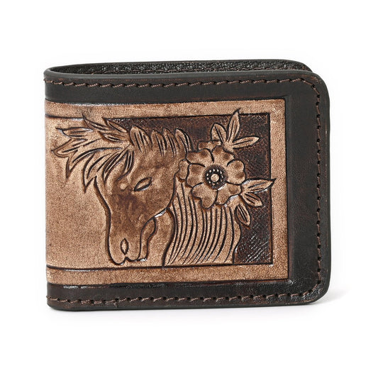 HushaHide Handcrafted Genuine Leather Wallet | Tooling Horse Design | Unisex | Slim Bifold Wallet for Men & Women - HUSHAHIDE