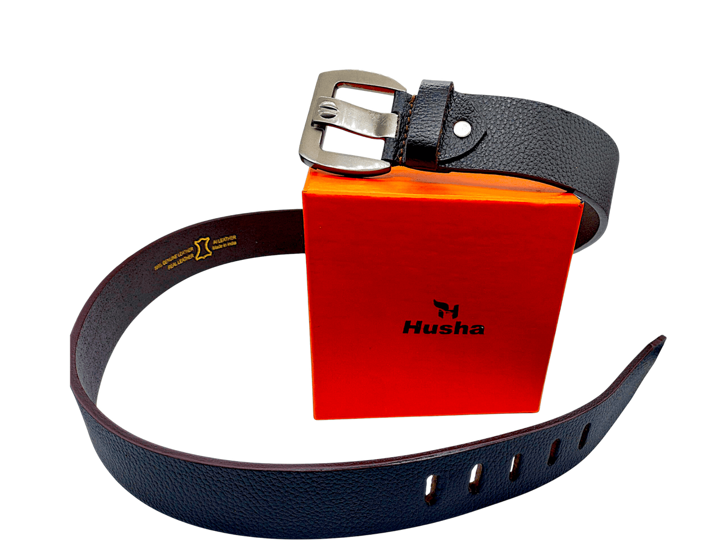 HushaHide Men's Genuine Leather Belt | 1.5 Inch Thick Strap | Stylish metal Buckle | Formal & Casual Wear - HUSHAHIDE