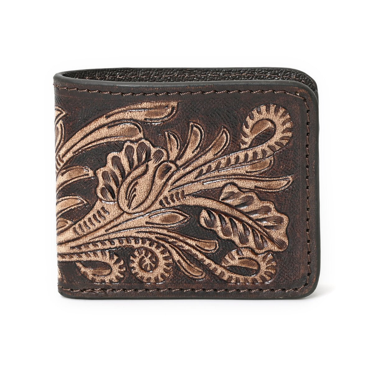 HushaHide™ Men's Leather Wallet – Handmade, Tooled Surface, Bifold, Rustic Finish - HUSHAHIDE