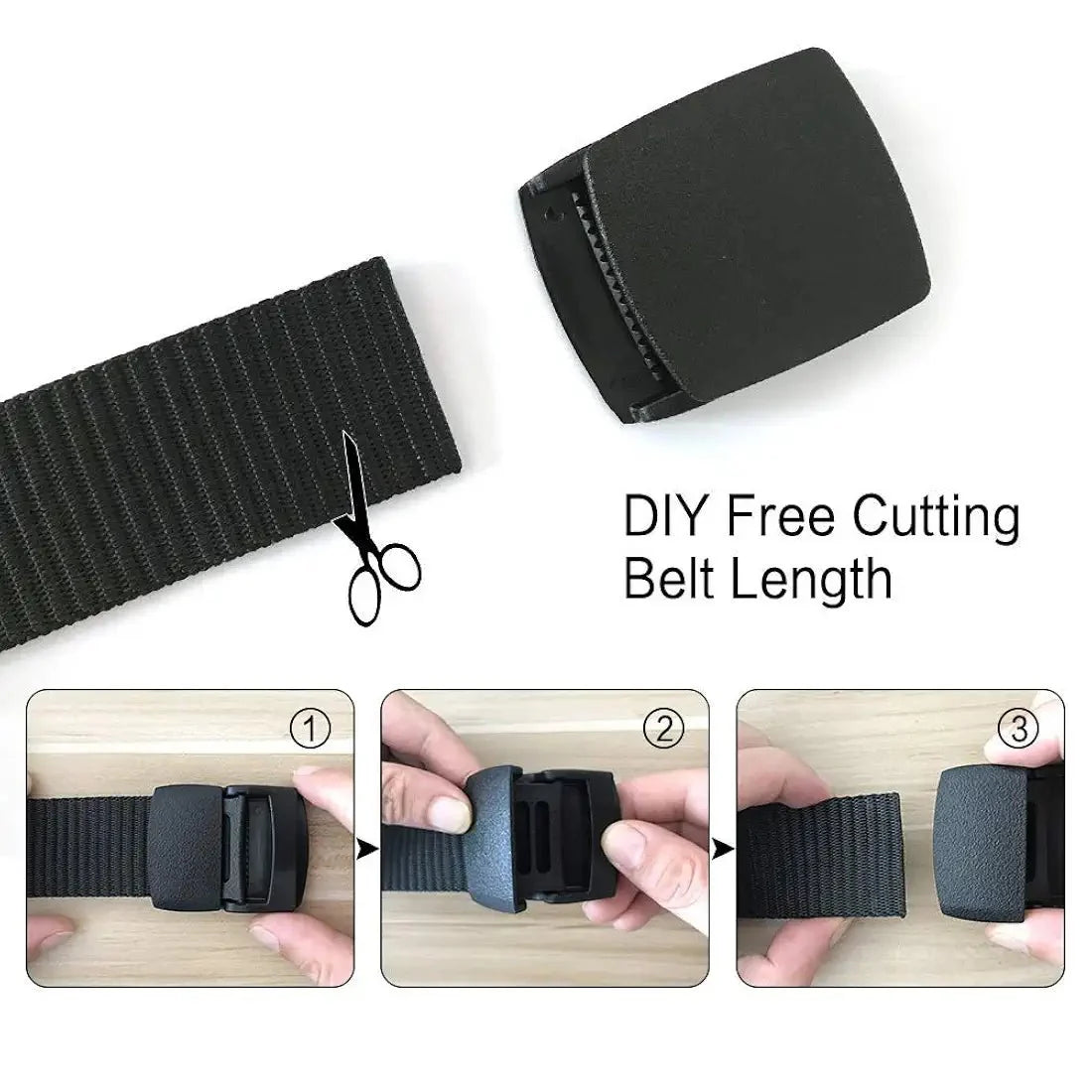 Men's Tactical Nylon Belt with Plastic Buckle – Lightweight, Adjustable & Durable for Jeans, Cargo, Outdoor Use - HUSHAHIDE