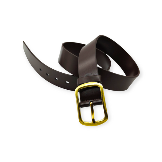 Hushahide Men's PU Leather Belt with Classic Pinhole Buckle | Brown Formal & Casual Belt | Fits up to 40 Waist Size