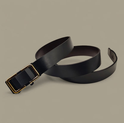 Hushahide Unisex PU Leather Belt with Auto-Lock Slider Buckle – Adjustable 46 Inch, Vegan Friendly