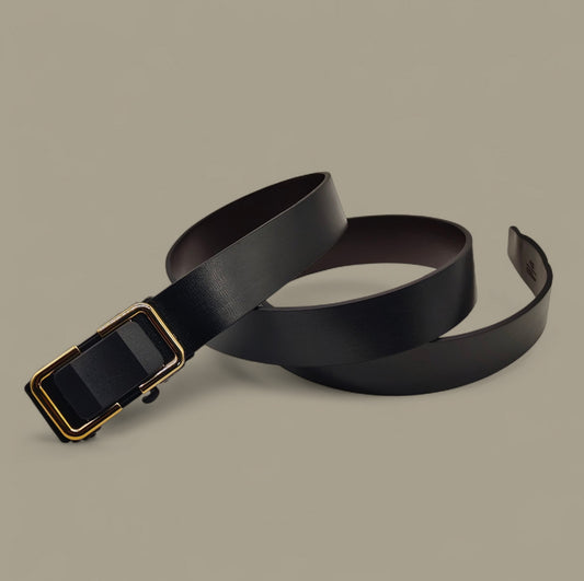 Hushahide Unisex PU Leather Belt with Auto-Lock Slider Buckle – Adjustable 46 Inch, Vegan Friendly