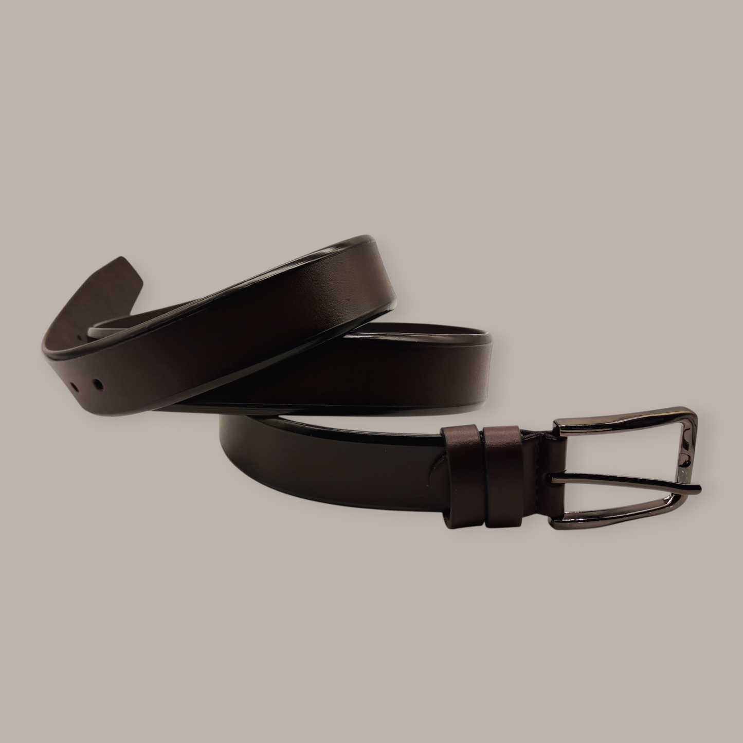 HushaHide Matte Brown PU Leather Belt with Silver Buckle – Elegant Formal & Casual Accessory for Men
