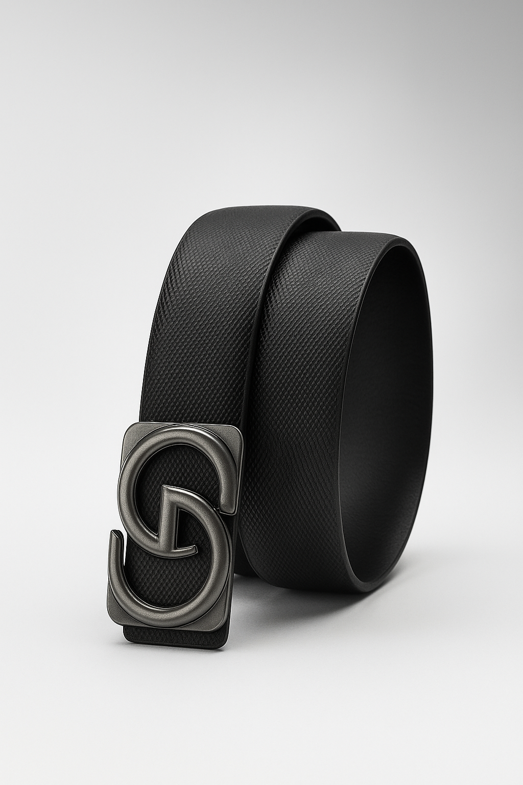 Stylish Black Textured PU Belt with Smokey Silver Metal Buckle | Premium Formal & Casual Belt for Men – 46 Inches | HUSHAHIDE