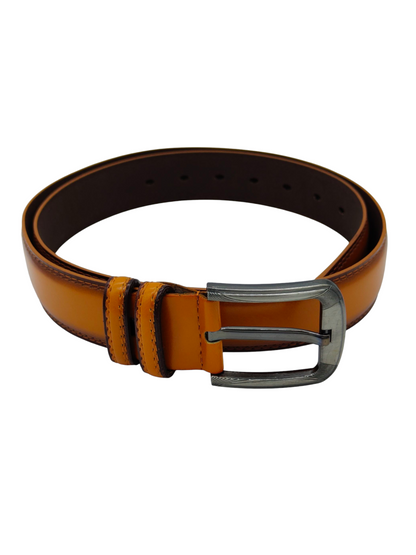 Hushahide Men's PU Leather Belt with Classic Metal Buckle – Brown Formal & Casual Wear – Waist Size up to 42 Inch