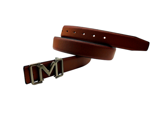 Hushahide Slim PU Leather Belt for Men | Stylish Textured Strap with ‘M’ Buckle | Free Size up to 42 Waist