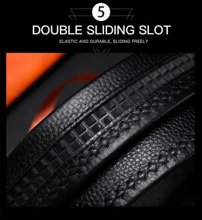 HUSHAHIDE Men's PU Leather Belt with Stylish Autolock Adjustable Buckle – Black, 48 Inches