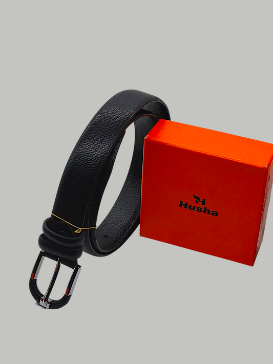 HushaHide Black Faux Leather Belt for Men – Durable Casual & Formal Wear | 1.75 Inch Width | Fits up to 40 Inch Waist