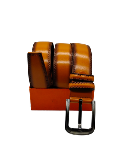 Hushahide Men's PU Leather Belt with Classic Metal Buckle – Brown Formal & Casual Wear – Waist Size up to 42 Inch