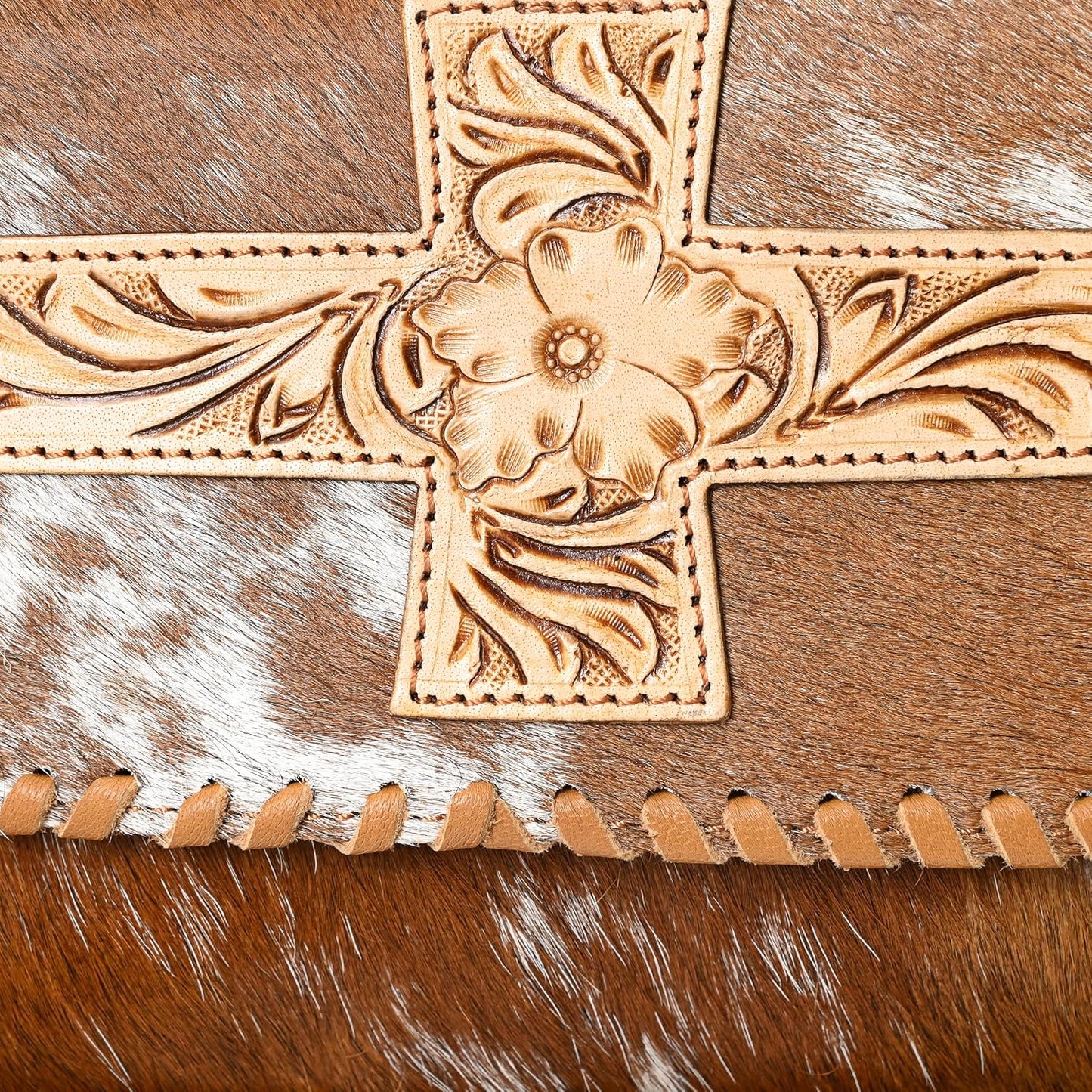 HUSHAHIDE Handcrafted Genuine Leather Sling Bag for Women | Western Style Hairon Crossbody Purse with Adjustable Strap (Tan Brown)